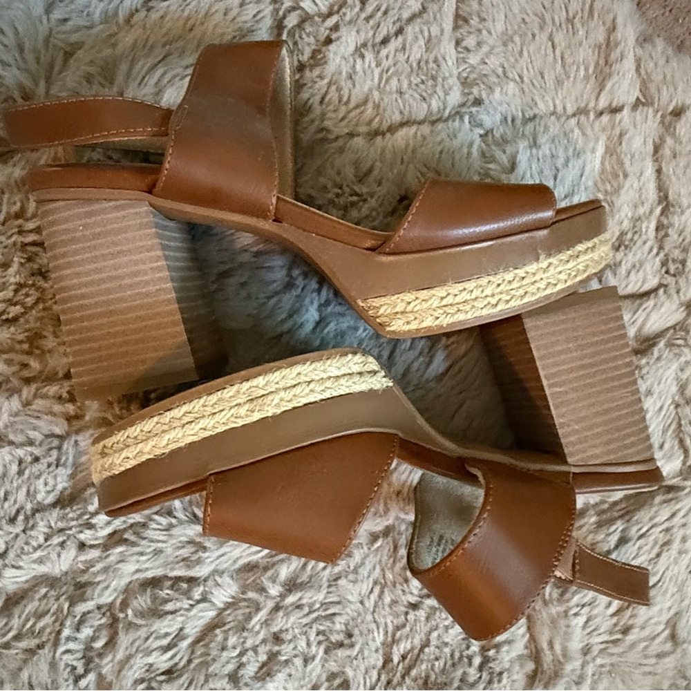 Brown Women's Platform Sandal with Espadrille Trim-SOUL  Naturalizer